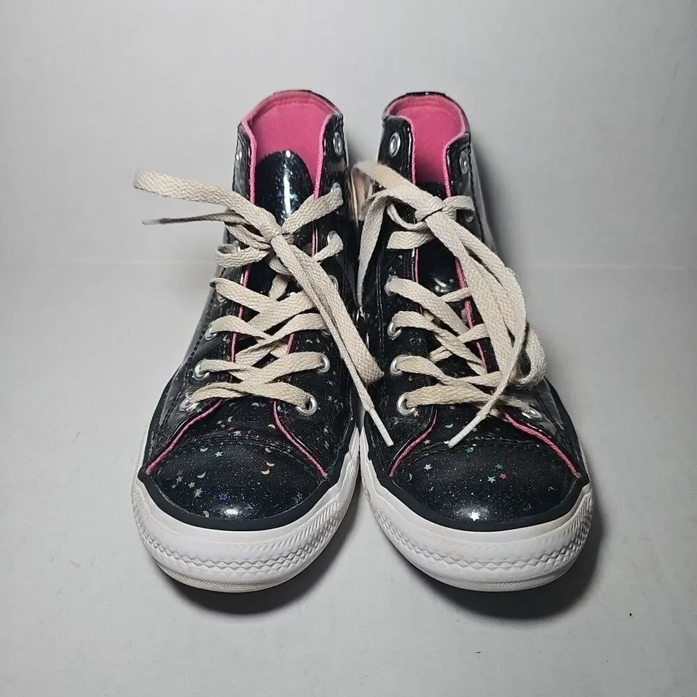 Chuck Taylor Converse ALL Star Glitter Star & Moon Black Patent Leather 3M